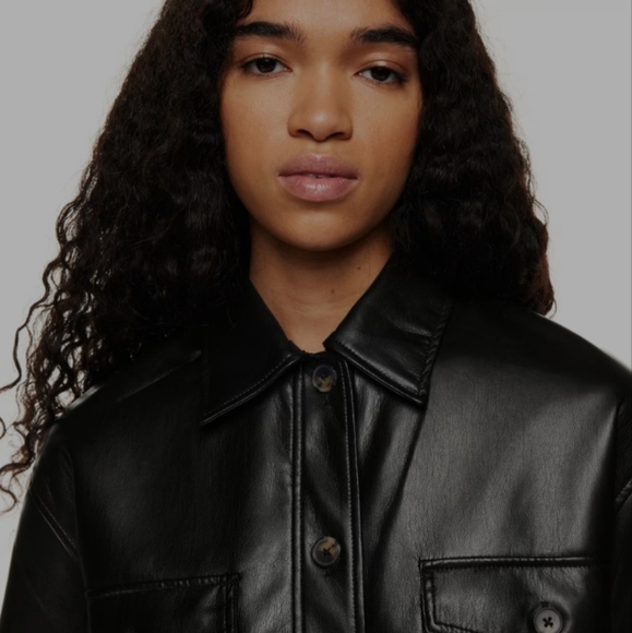 The GANNA Aritzia Leather Shirt Jacket - Picture 4 of 10